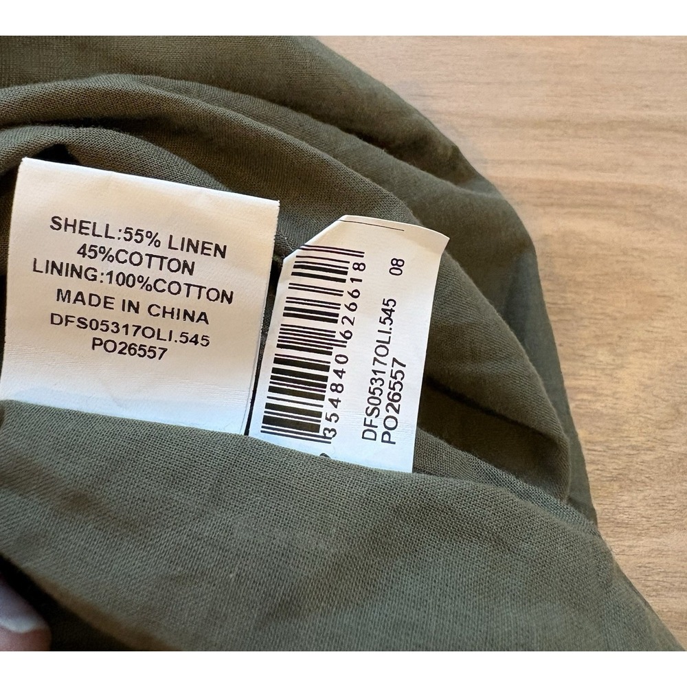 Dissh Women's Flynn Olive Green Linen Blend Maxi Skirt Elastic Tie Waist Size 4 - Picture 10 of 10